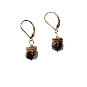 Gold Tone Chrome Rock Dangling Earrings Accessory Layer